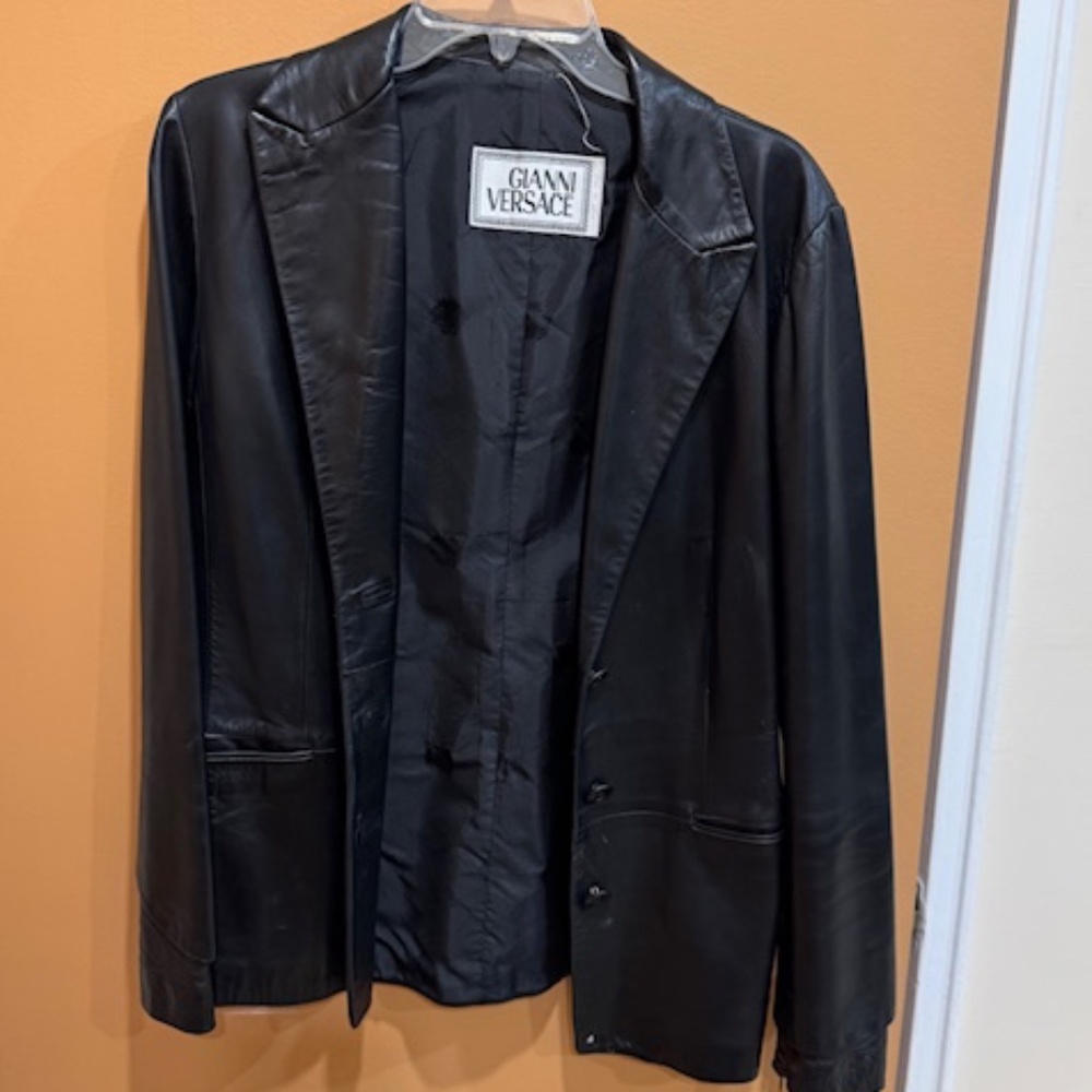 versace woman leather jacket